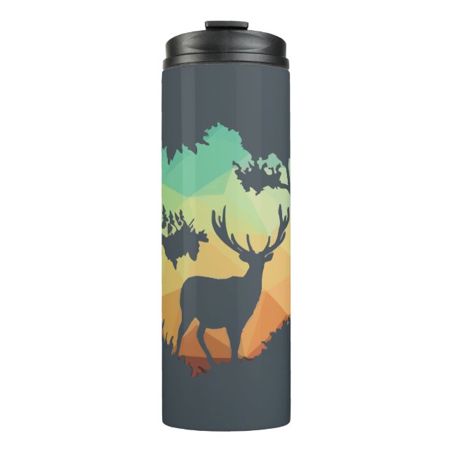 Silhouette von Hirschen im Friedlichen Wald beobac Thermosbecher (Vorderseite)