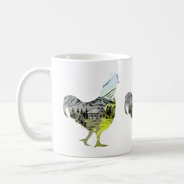 Silhouette von Hühnern mit betriebsinterner Gestal Kaffeetasse (Links)