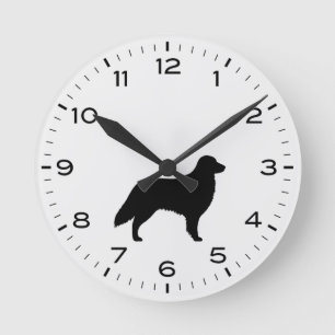 Silhouette von Hunden, flach überzogen Runde Wanduhr