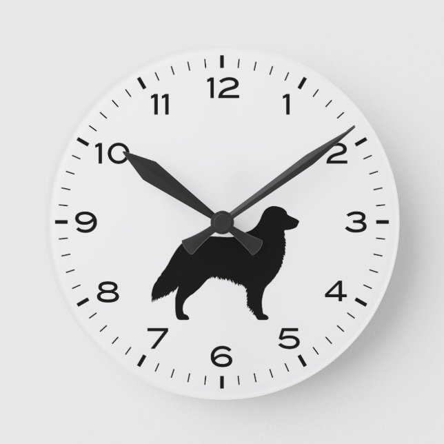 Silhouette von Hunden, flach überzogen Runde Wanduhr (Vorderseite)