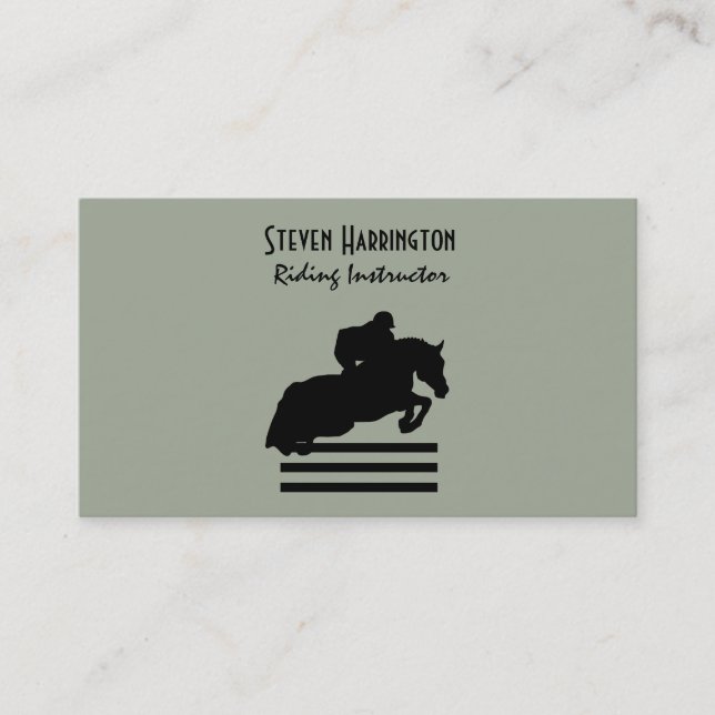 Silhouette von Hunter Jumper Pferd und Reiter Visitenkarte (Vorderseite)