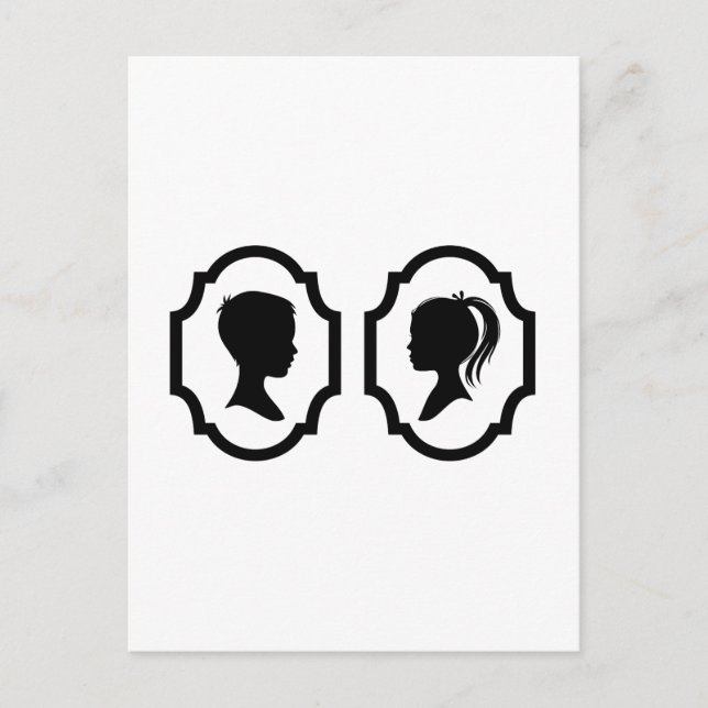 Silhouette von Jungen und Mädchen Postkarte (Vorderseite)