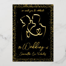 Silhouette von Liebhabern der Black & Gold Hochzei