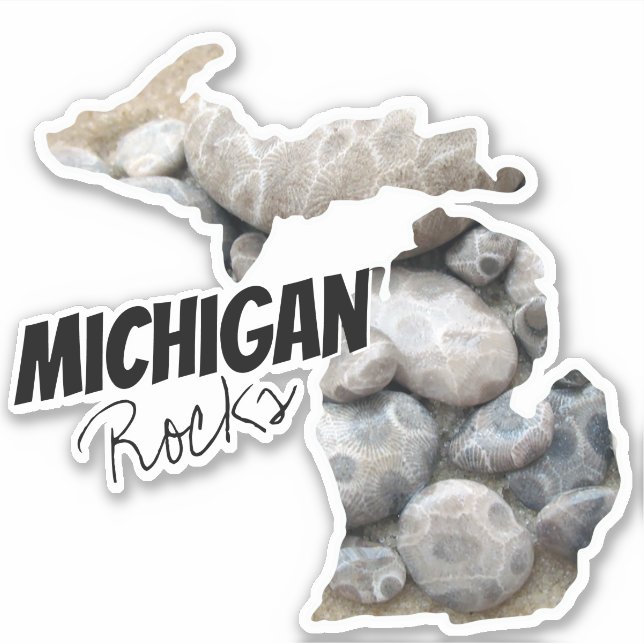 Silhouette von Michigan mit Michigan Rocks! Aufkleber (Vorderseite)