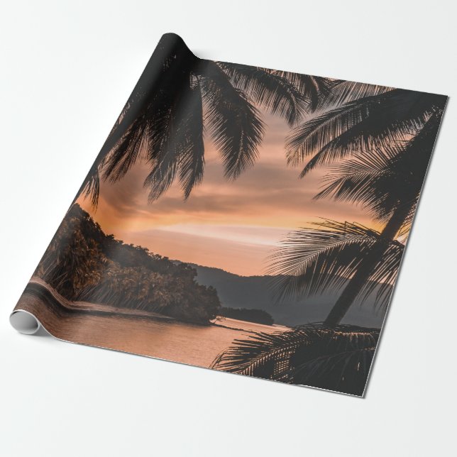 Silhouette von Palmen während der goldenen Stunde Geschenkpapier (Ungerollt)