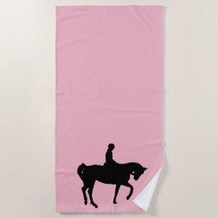 Silhouette von Pferden und Fahrern Strandtuch