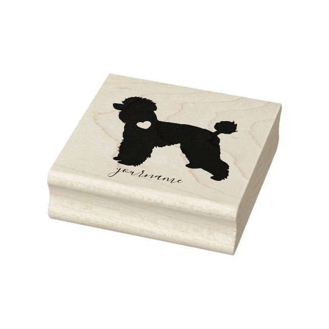 Silhouette von Poodle Hund mit Herz am Nacken Gummistempel (Stempel)