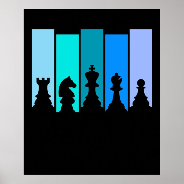 Silhouette von Schachfiguren Poster (Vorne)