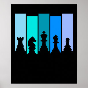Silhouette von Schachfiguren Poster