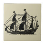 Silhouette von Schiffen mit Billflugsegel Fliese<br><div class="desc">Schöne Silhouette eines Segelschiffs mit Billardsegeln. Sie können sogar einige stehende Figuren auf dem Deck sehen,  die den Fortschritt des Schiffes überwachen oder einfach nur die coole Meeresbrise genießen. Wer das Meer Lieben hat,  sollte dieses Stück kaufen!</div>
