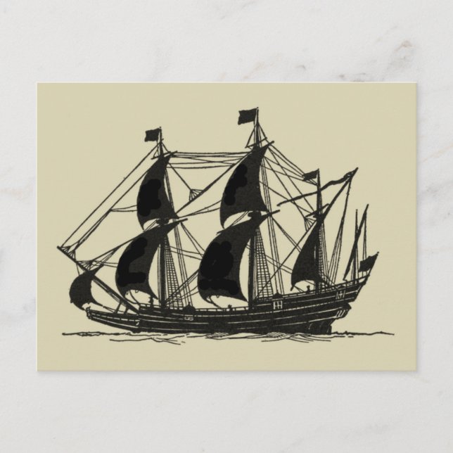 Silhouette von Schiffen mit Billflugsegel Postkarte (Vorderseite)