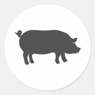Silhouette von Schweinefleischbetrieben - Farbe w Runder Aufkleber
