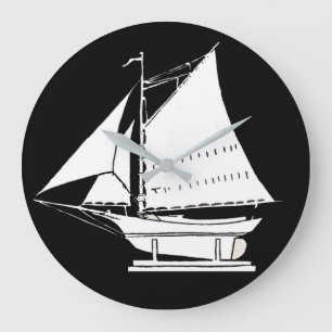Silhouette von Segelbooten Große Wanduhr