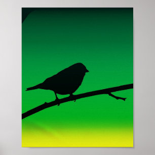 Silhouette von Sparrow auf Limonene Poster