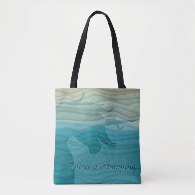 Silhouette von Unicorn (wellig) Tasche (Vorderseite)