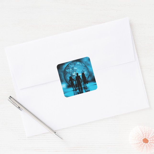 Silhouette von Unternehmensteams Quadratischer Aufkleber (Von Creator hochgeladen)