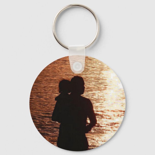 Silhouette von Vater und Kind Schlüsselanhänger (Vorderseite)