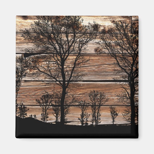 Silhouette von Waldbaum an der Stallbehörde Magnet (Vorne)