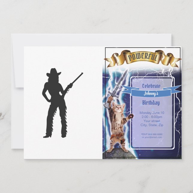 Silhouette von Western Cowgirl Einladung (Vorderseite)