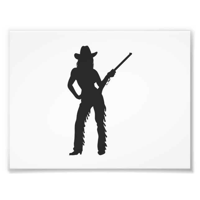 Silhouette von Western Cowgirl Fotodruck (Vorne)