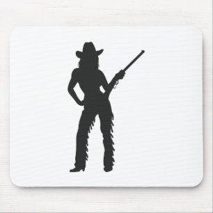 Silhouette von Western Cowgirl Mousepad