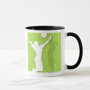 Silhouette von zwei Frauen, die Volleyball spielen Tasse