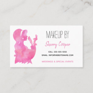 Silhouette Wasserfarbe Rosa Makeup Artist Elegante Visitenkarte
