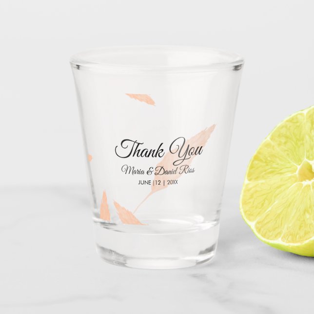 Silhouette Watercolor Pampas Leaf Hochzeit Schnapsglas (Vorderseite)