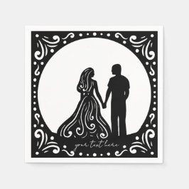 Silhouette Wedding Couple Black Paper Servietten