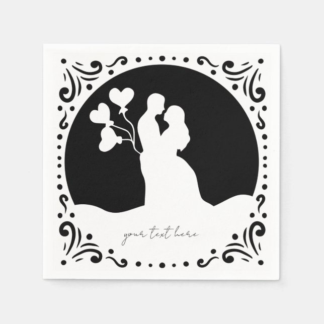 Silhouette Wedding Couple White Paper Servietten (Vorderseite)