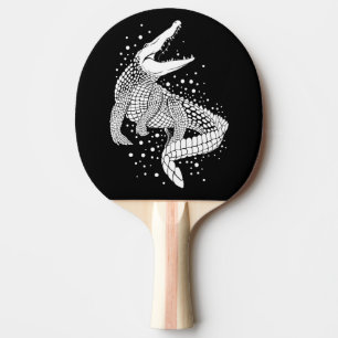 Silhouette Weißes Tier - Krokodil Tischtennis Schläger