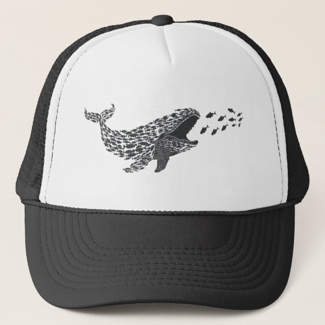 Silhouette Whale Hat Truckerkappe (Vorderseite)