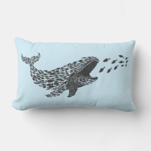 Silhouette Whale Lumbar Throw Kissen