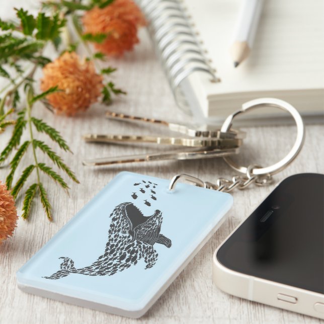 Silhouette Whale Schlüsselanhänger (Vorderseite rechts)