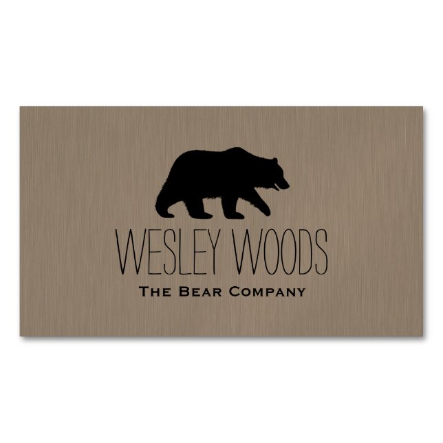 Silhouette Wild Walking Grizzly Bären Magnetische Visitenkarte (Vorderseite)