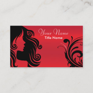 Silhouette Woman Hair Stylist   Rot Visitenkarte