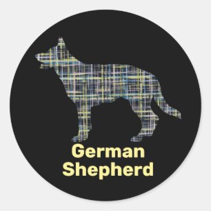Silhouette Yellow&Black Grid Runder Aufkleber