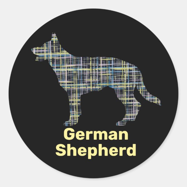 Silhouette Yellow&Black Grid Runder Aufkleber (Vorderseite)