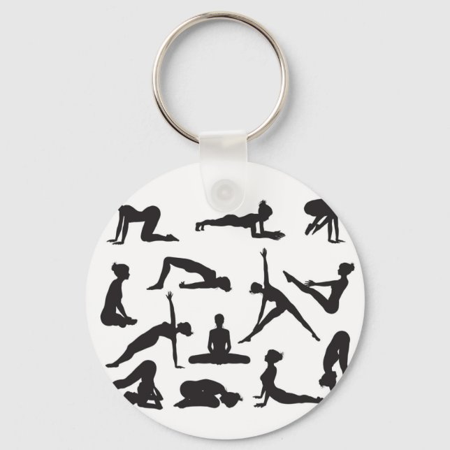 Silhouette Yoga Posen Schlüsselanhänger (Vorderseite)