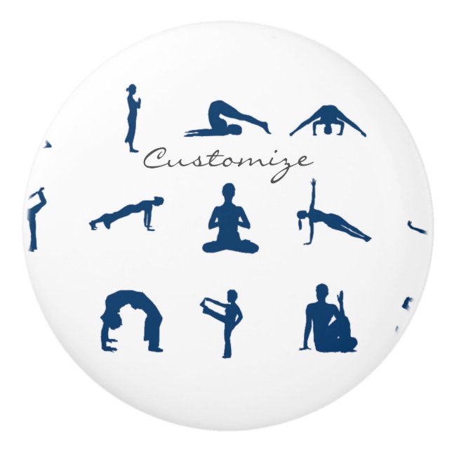 Silhouette Yoga Posen Thunder_Cove Keramikknauf (Vorderseite)