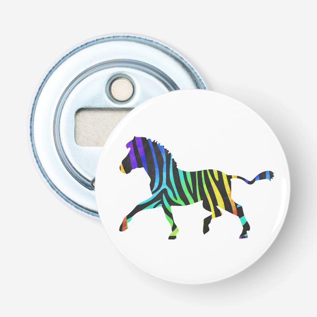 Silhouette Zebra Black und Regenbogen Flaschenöffner (Vorderseite)