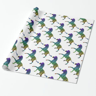 Silhouette Zebra Black und Regenbogen Geschenkpapier