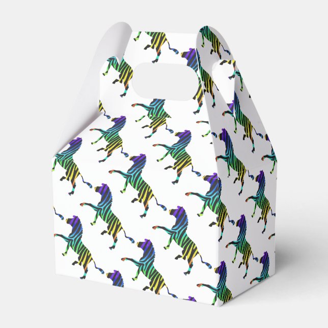 Silhouette Zebra Black und Regenbogen Geschenkschachtel (Vorderseite)
