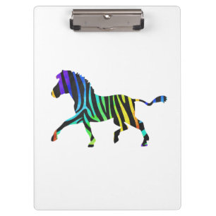 Silhouette Zebra Black und Regenbogen Klemmbrett
