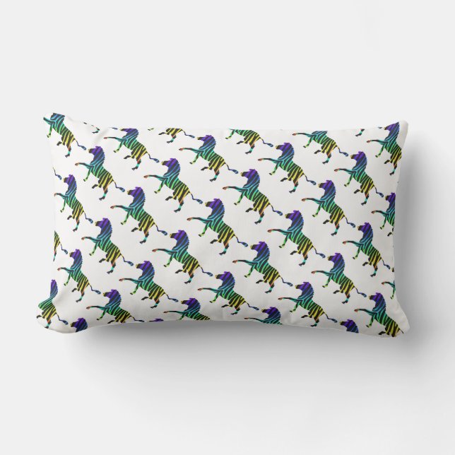 Silhouette Zebra Black und Regenbogen Lendenkissen (Vorderseite)