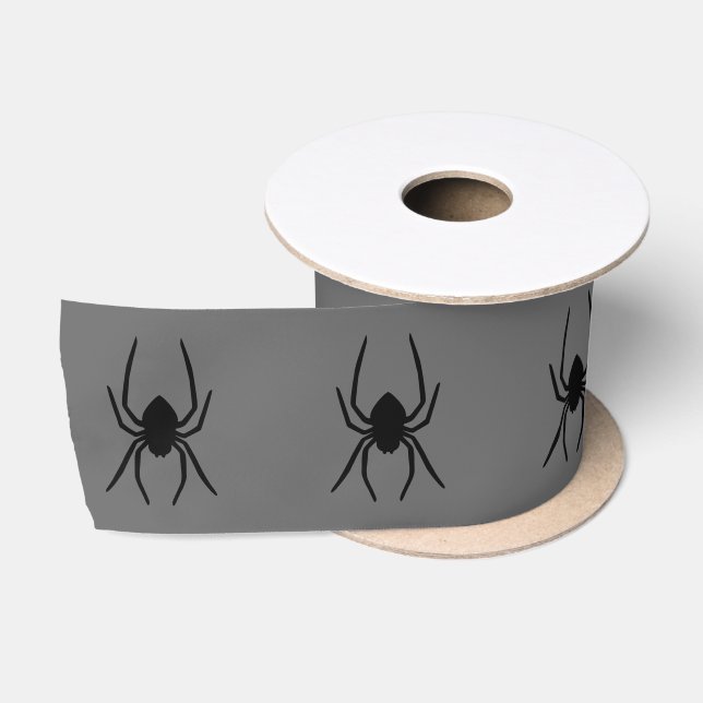 Silhouetten auf grauem Halloween Satinband (Spule)