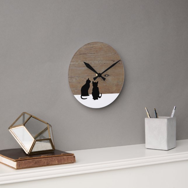 Silhouetten aus Holz Runde Wanduhr (Büro)