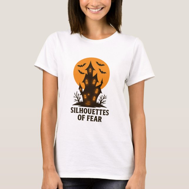 Silhouetten der Angst - Spuk häusliches Halloween T-Shirt (Vorderseite)