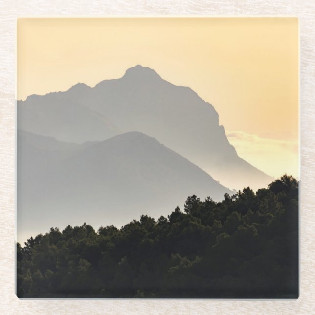 Silhouetten der Berge Glasuntersetzer (Vorderseite)
