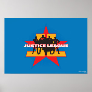 Silhouetten der Gerechtigkeitsliga und Star Backgr Poster